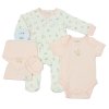J13911: Baby Pink Ditsy Floral Waffle Fabric 5 Piece Net Bag Gift Set (0-9 Months)